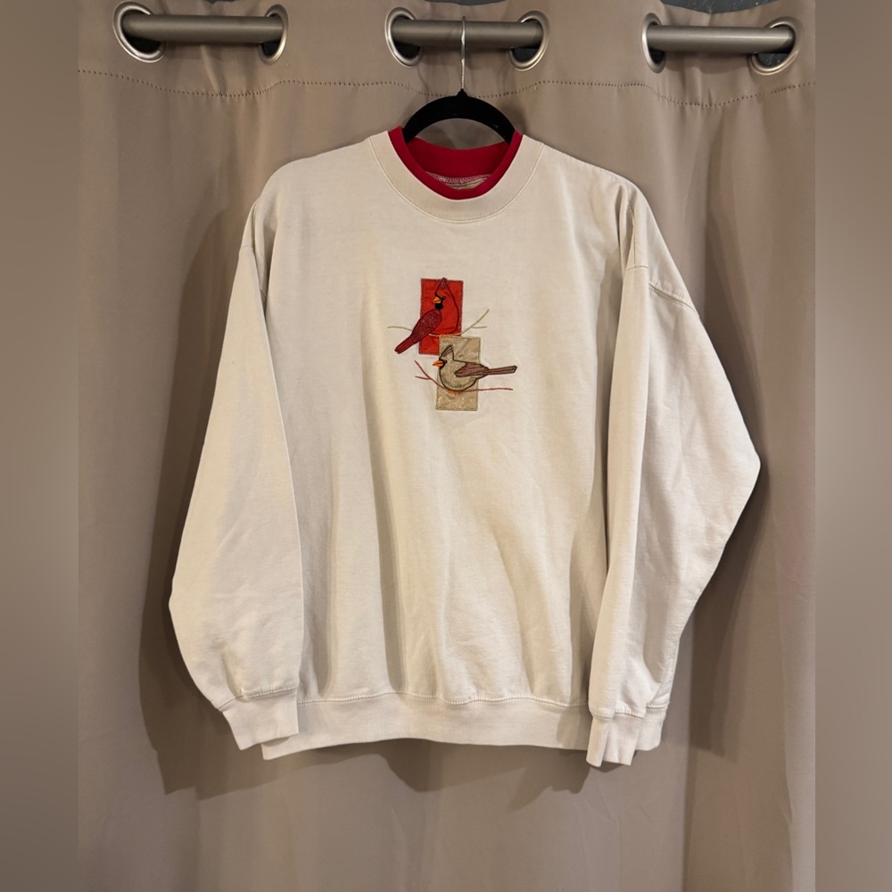 Women’s Vintage M&C Sportwear  White Sweater with Bird Design